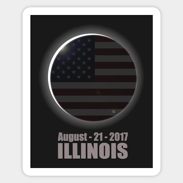 Total Solar Eclipse ILLINOIS Shirt August 21, 2017 | USA Flag Sticker by Flextees